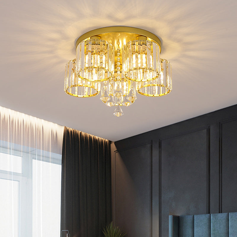 3/5/6/8-Light Golden Flush Mount Lighting Modernism Glass Shaded Ceiling Light