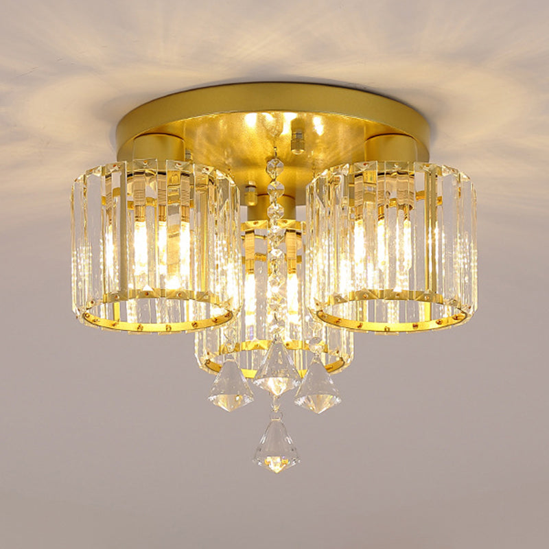 3/5/6/8-Light Golden Flush Mount Lighting Modernism Glass Shaded Ceiling Light