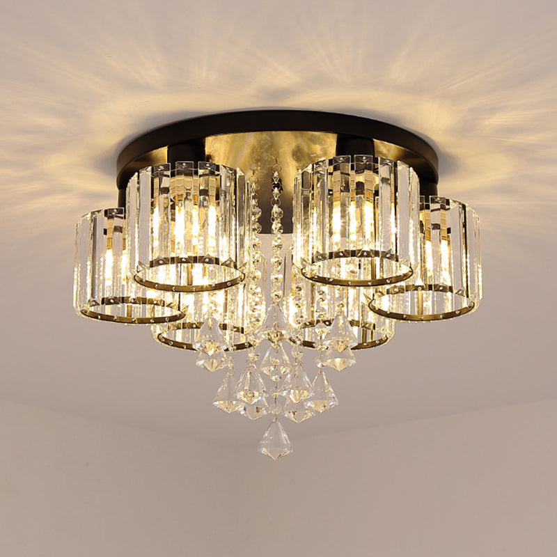 3/5/6/8-Light Golden Flush Mount Lighting Modernism Glass Shaded Ceiling Light