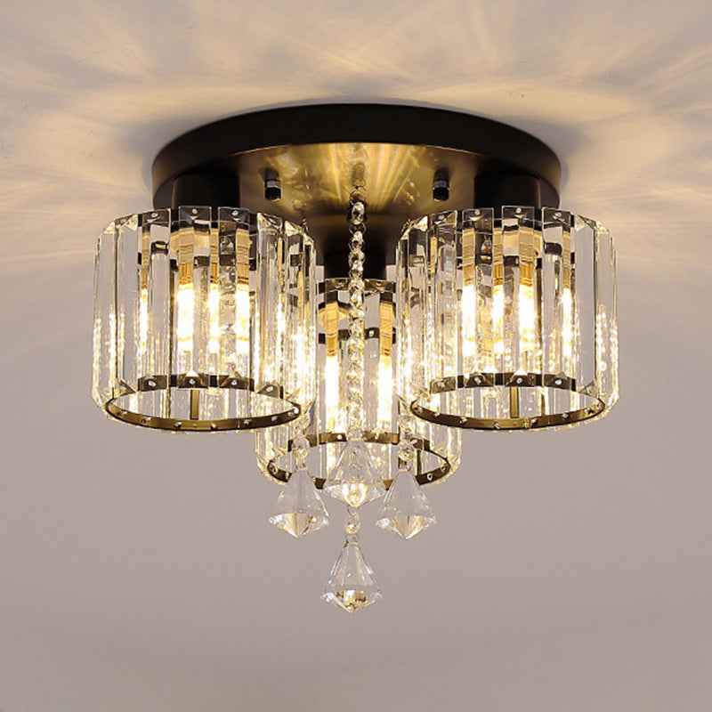 3/5/6/8-Light Golden Flush Mount Lighting Modernism Glass Shaded Ceiling Light