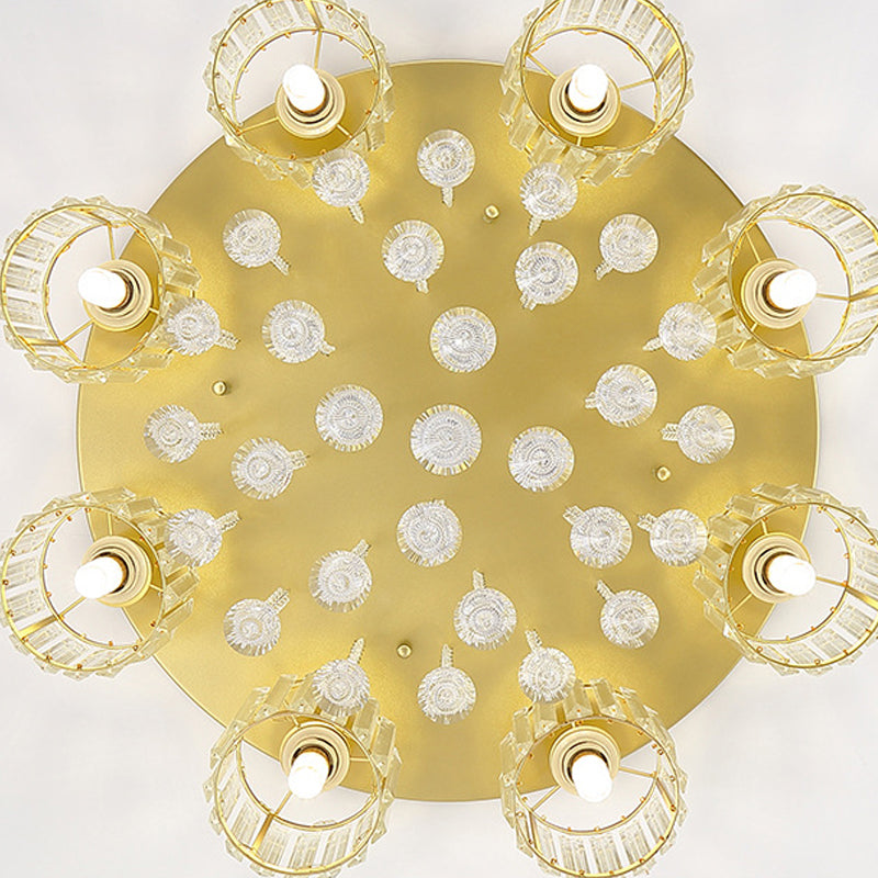 3/5/6/8-Light Golden Flush Mount Lighting Modernism Glass Shaded Ceiling Light