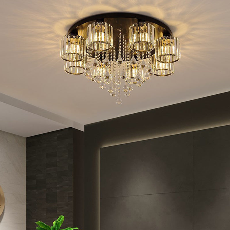 3/5/6/8-Light Golden Flush Mount Lighting Modernism Glass Shaded Ceiling Light