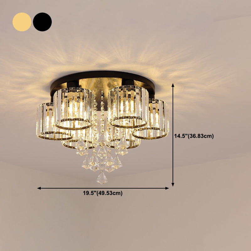 3/5/6/8-Light Golden Flush Mount Lighting Modernism Glass Shaded Ceiling Light