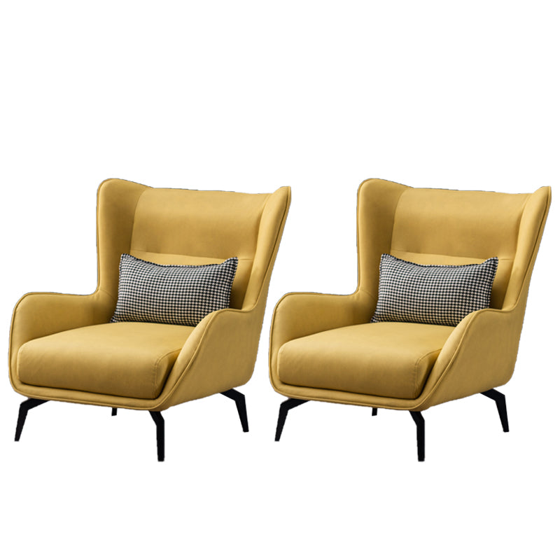 Glam Style with Handrail Leather HandrailMetal Foot Arm Chair with Fixed Backrest