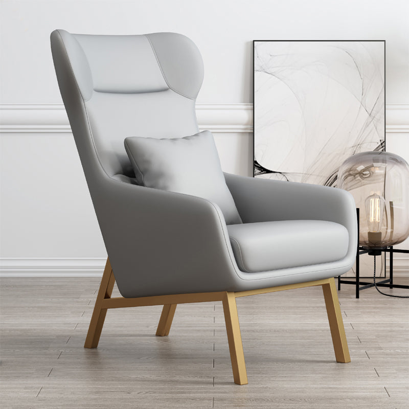 25.6"W Faux Leather Accent Chair Sloped Arms Pillow Back Wingback Chair