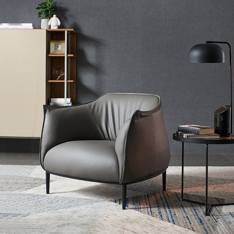 Modern Style Leather Handrail Imitation Leather Material Arm Chair with a Hump Back