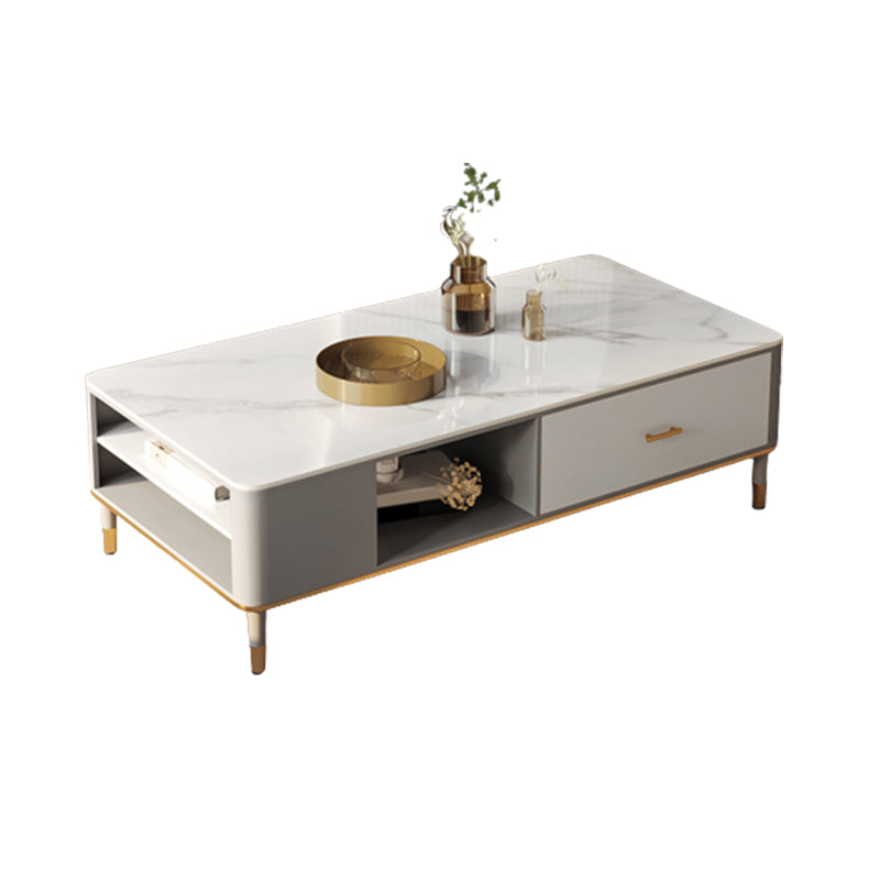 Glam 4 Legs Coffee Table Slate Rectangular Coffee Table Set for Home