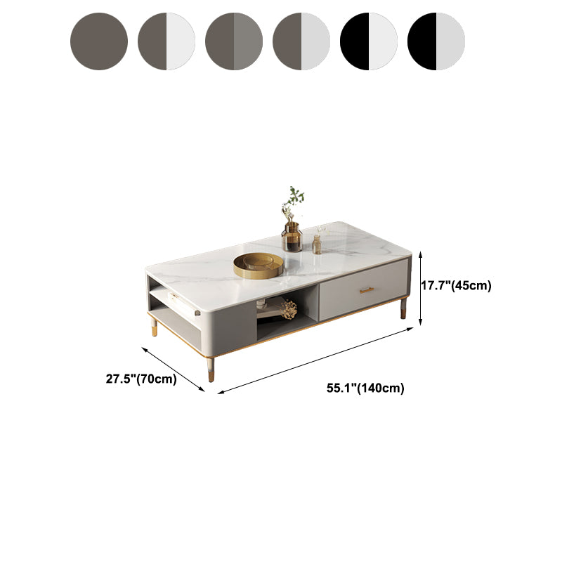 Glam 4 Legs Coffee Table Slate Rectangular Coffee Table Set for Home