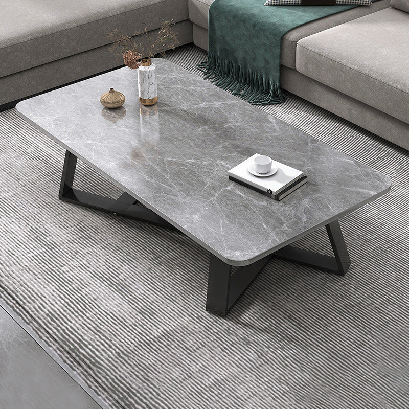 Cross Table Base Design Rectangular Faux Wood Table Ornate Style Coffee Table