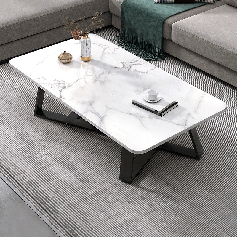 Cross Table Base Design Rectangular Faux Wood Table Ornate Style Coffee Table