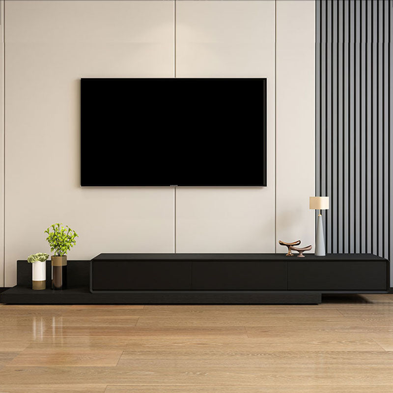 Contemporary Faux Wood TV Stand Console Enclosed Storage TV Stand