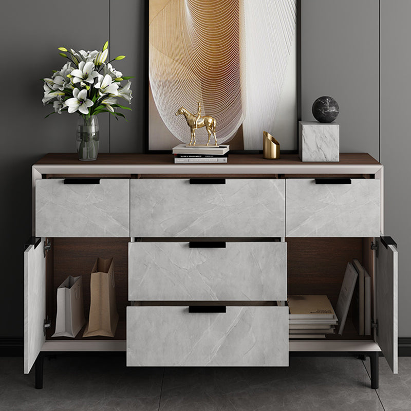 33.46"Tall Grey Accent Chest, Wooden Rectangle Cabinet with Drawers