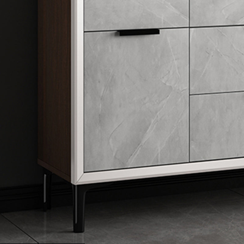 33.46"Tall Grey Accent Chest, Wooden Rectangle Cabinet with Drawers