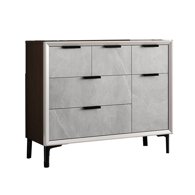 33.46"Tall Grey Accent Chest, Wooden Rectangle Cabinet with Drawers