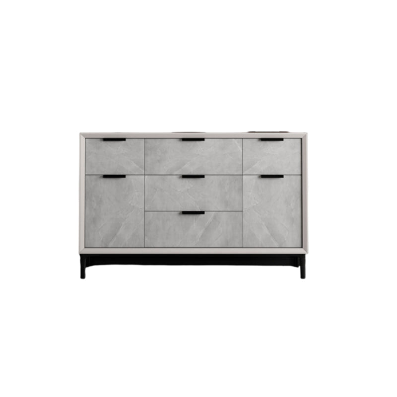 33.46"Tall Grey Accent Chest, Wooden Rectangle Cabinet with Drawers