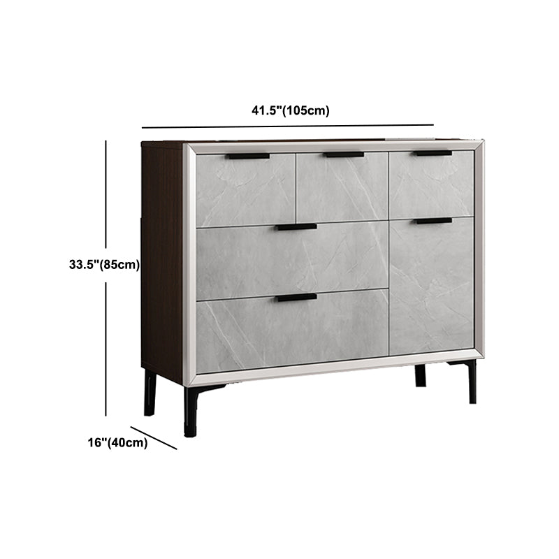 33.46"Tall Grey Accent Chest, Wooden Rectangle Cabinet with Drawers