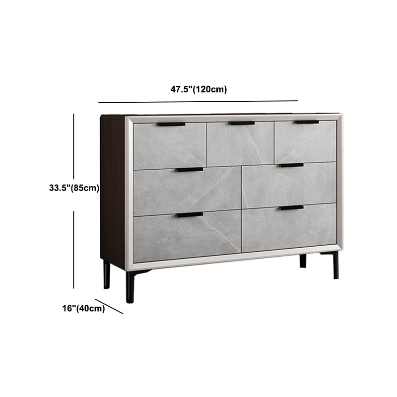 33.46"Tall Grey Accent Chest, Wooden Rectangle Cabinet with Drawers