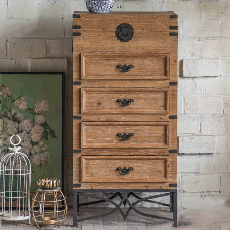 Mid-century Modern Wooden Rectangle Iron Legs Accent Cabinet with Drawer