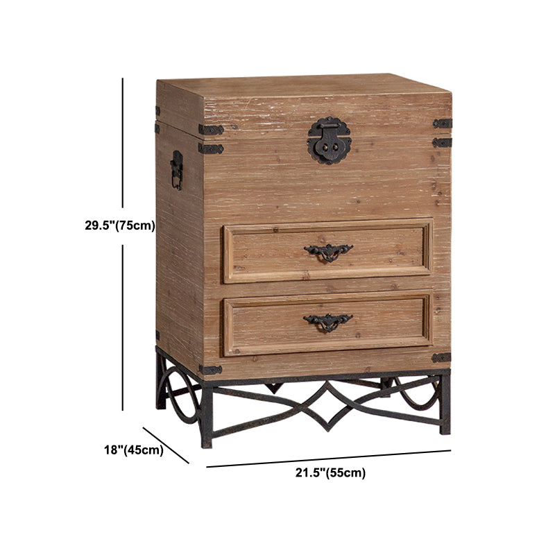 Mid-century Modern Wooden Rectangle Iron Legs Accent Cabinet with Drawer