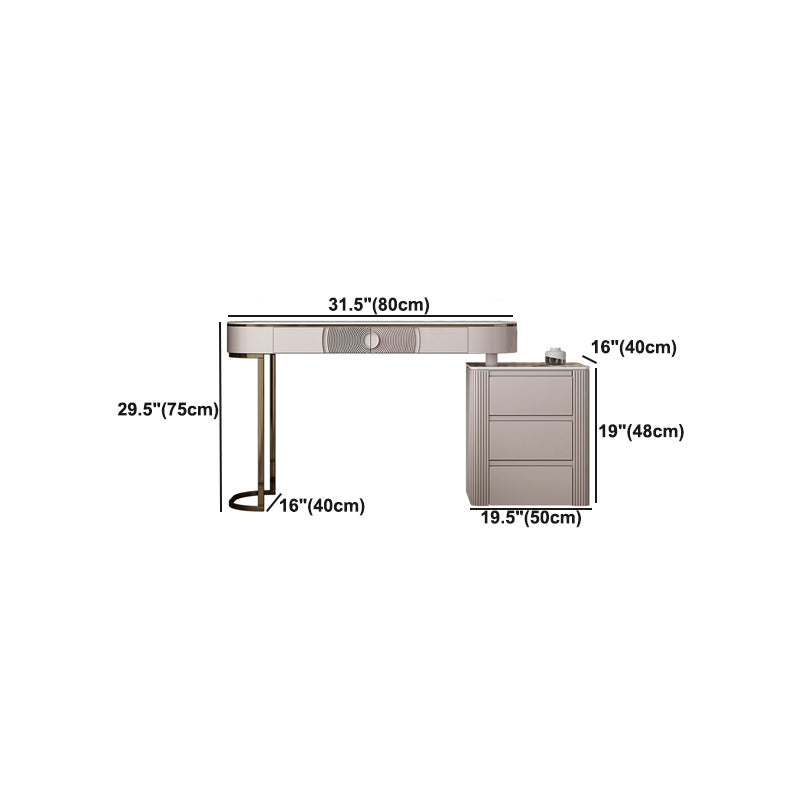 Glam Slate Top Makeup Vanity Set 5-Drawers Vanity Dressing Table