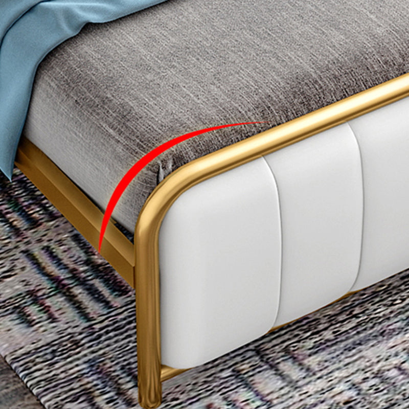 Iron Frame Standard Bed with Rectangular Panel Headboard and Metal Legs