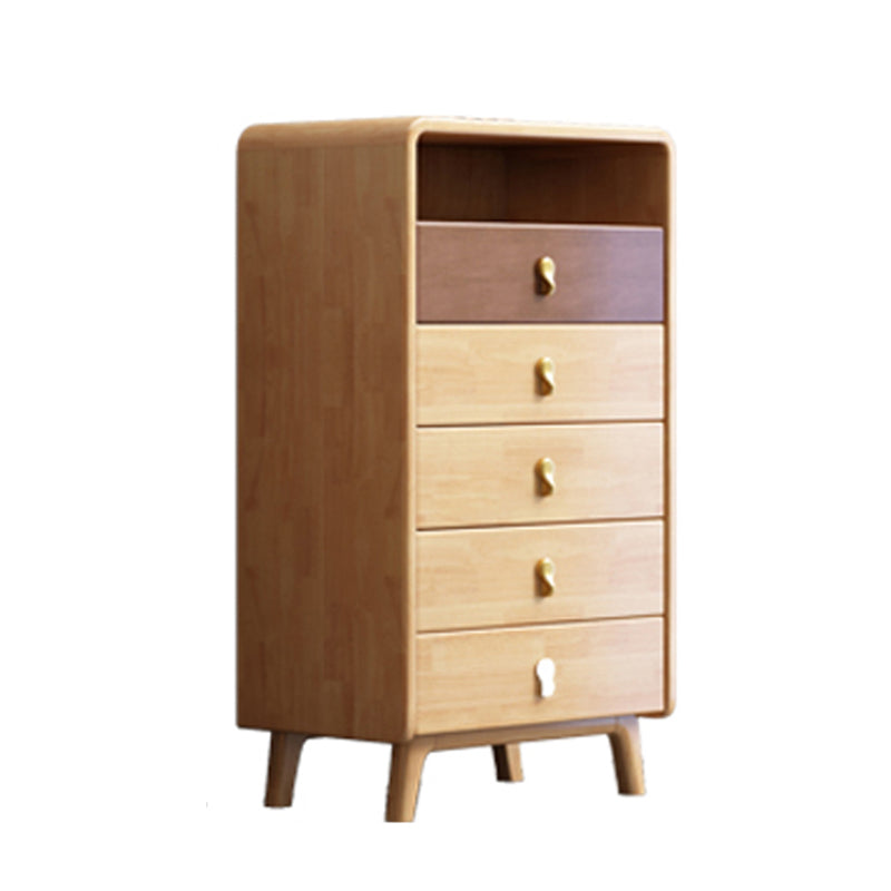 Modern Natural Buffet Table Rubber-wood Solid Wood Open Storage Buffet with Drawers