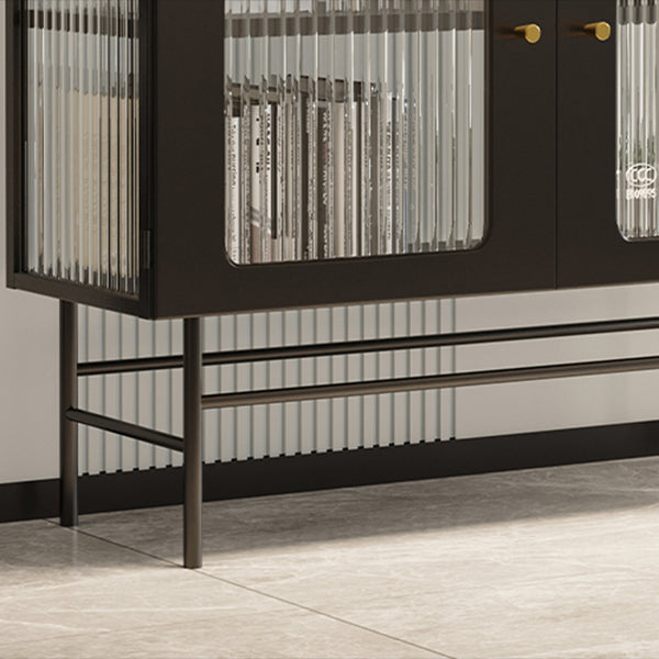 Modern Simple Iron Sideboard Striped Glass Doors Cabinets Dining Server for Living Room