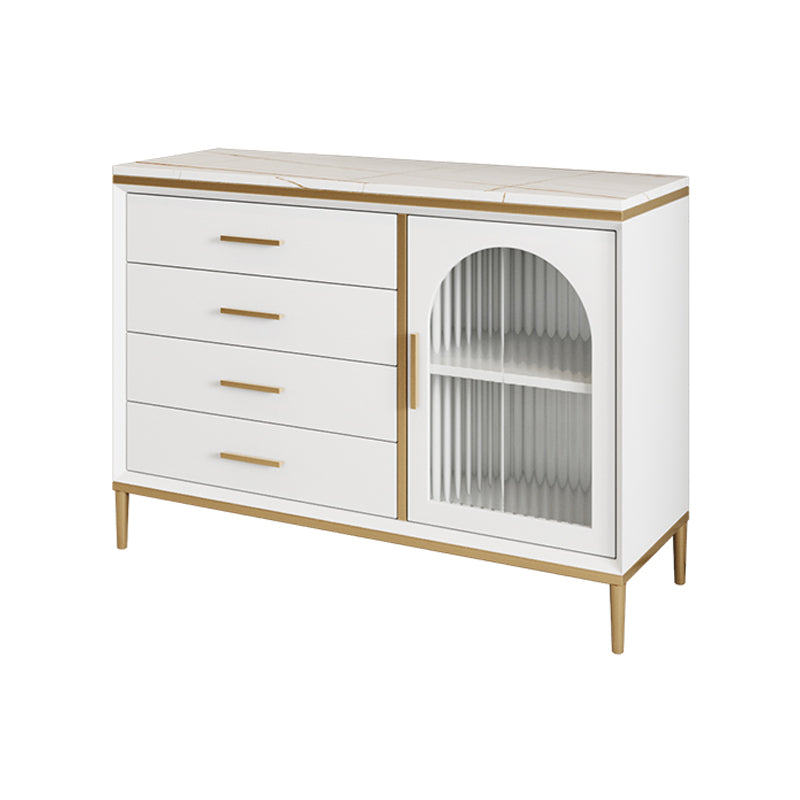 Glam Style Cupboard Artificial Wood Frame and Glass Door Kitchen Sideboard for Dining Room