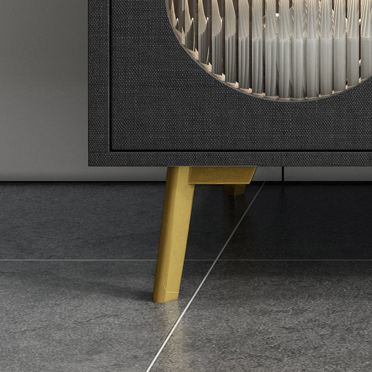 2-Drawer Engineered Wood Sideboard Glam Stone Countertop Credenza with Lamp for Restaurant