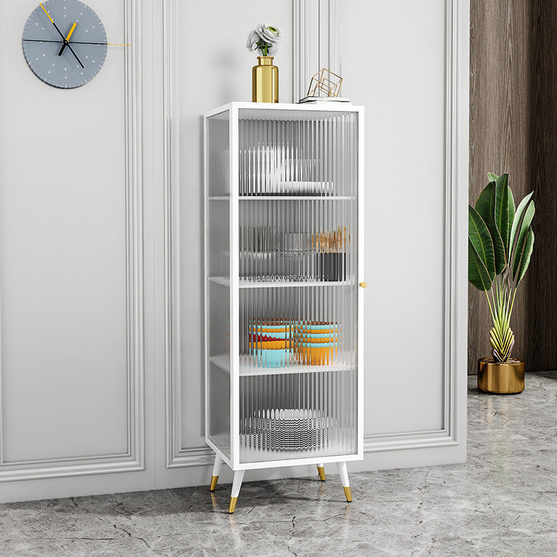 Metal Frame Glass Door Buffet Server Modern Style Kitchen Server for Dining Room