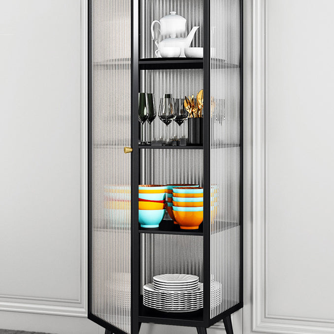 Metal Frame Glass Door Buffet Server Modern Style Kitchen Server for Dining Room