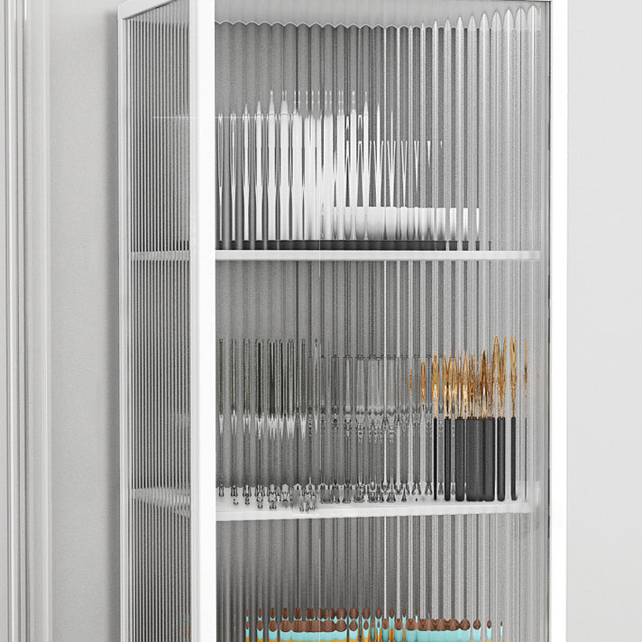 Metal Frame Glass Door Buffet Server Modern Style Kitchen Server for Dining Room