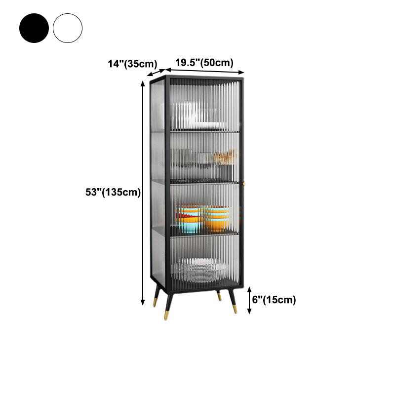 Metal Frame Glass Door Buffet Server Modern Style Kitchen Server for Dining Room