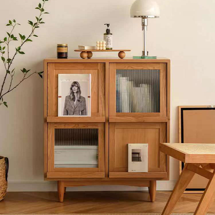 4 Doors 33"L Server Simple Style Wood Frame Buffet Server for Dining Room