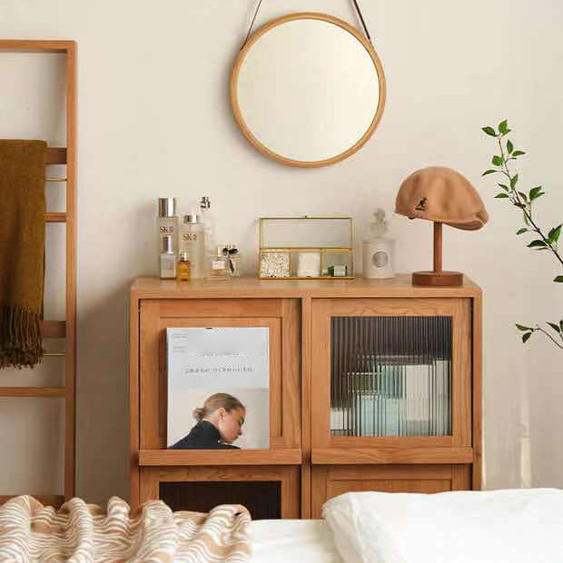 4 Doors 33"L Server Simple Style Wood Frame Buffet Server for Dining Room