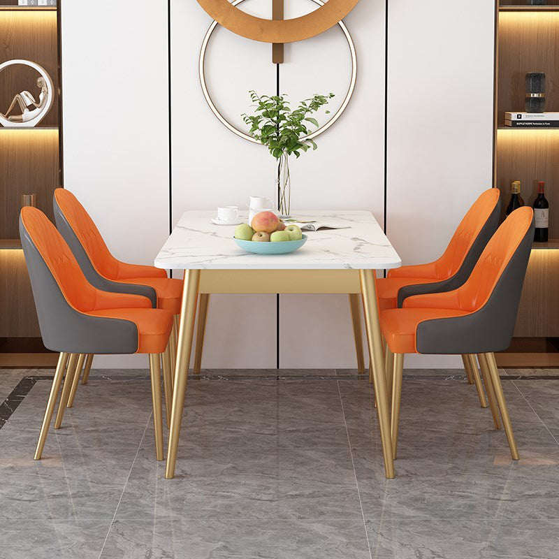 Traditional Luxury Dining Table Sintered Stone Rectangle Table with 4 Legs