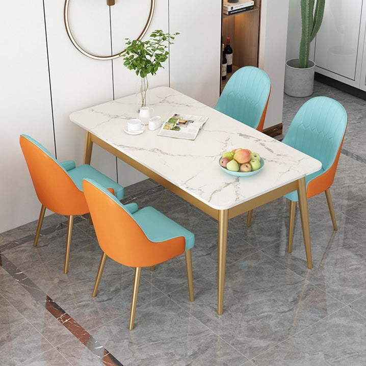 Traditional Luxury Dining Table Sintered Stone Rectangle Table with 4 Legs