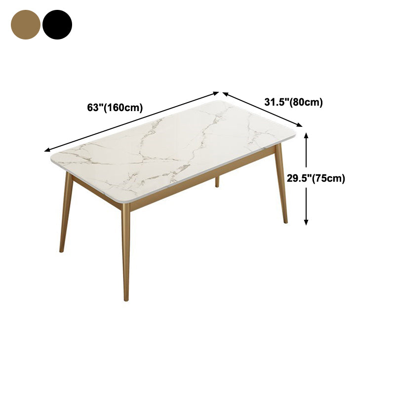 Traditional Luxury Dining Table Sintered Stone Rectangle Table with 4 Legs