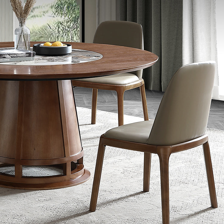 Solid Wood Dining Table Contemporary Style Round Dining Site Table with Turntable