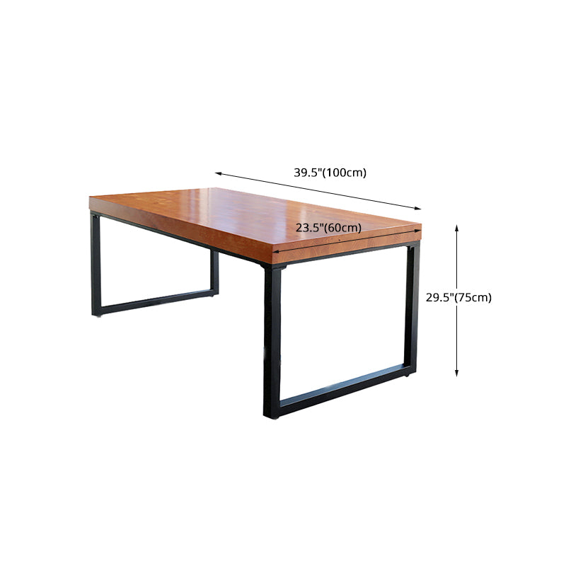 Industrial Rectangle Dining Table Solid Wood Black Iron Sled Base Dining Table