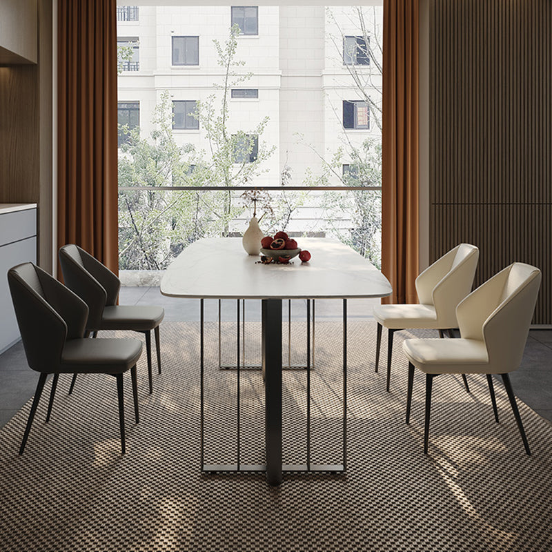 Dinner Table Stone Top Modern Double Pedestal Dining Table without Chair