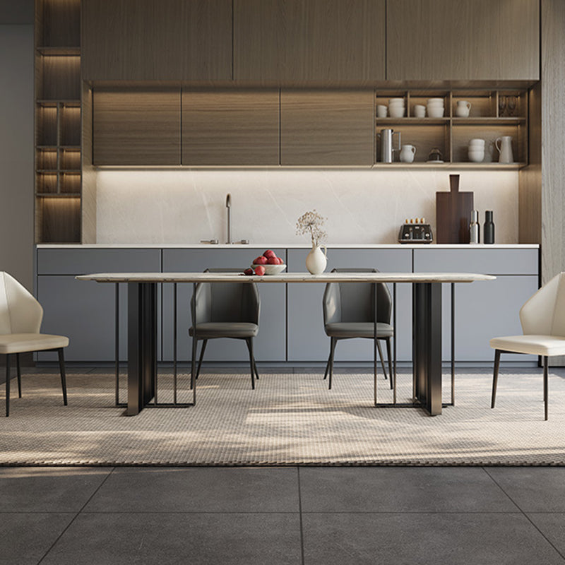 Dinner Table Stone Top Modern Double Pedestal Dining Table without Chair