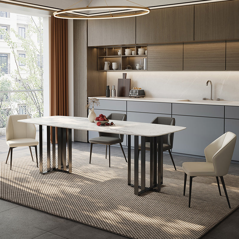 Dinner Table Stone Top Modern Double Pedestal Dining Table without Chair