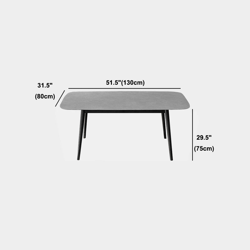 Modern Style Gray Stone Table Rectangle Dining Table for Kitchen