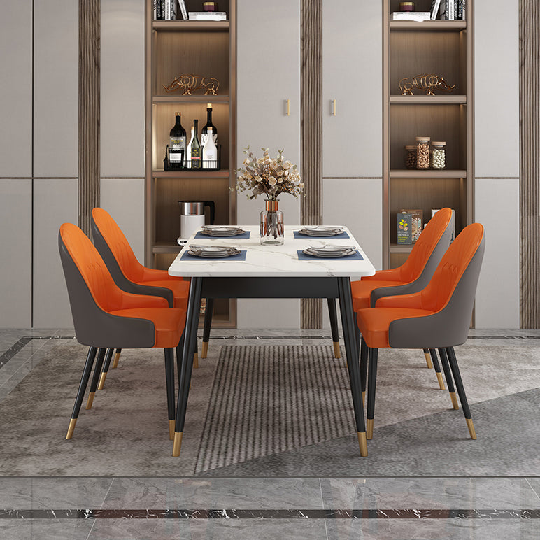 Modern Style Rectangle Stone Table Standard Height Dining Table with 4 Legs