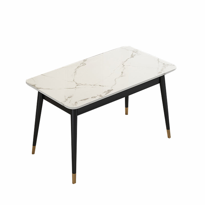 Modern Style Rectangle Stone Table Standard Height Dining Table with 4 Legs