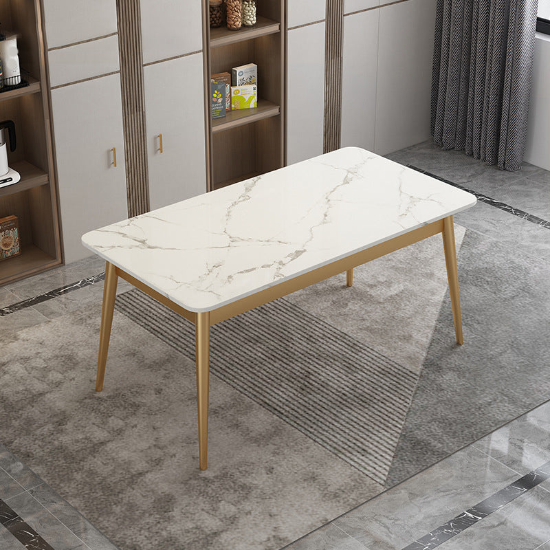 Modern Style Rectangle Stone Table Standard Height Dining Table with 4 Legs