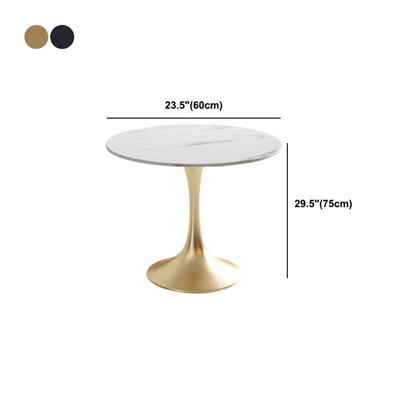 Metal Traditional Luxury Round Table White Sintered Stone Top Table with Tulip Base