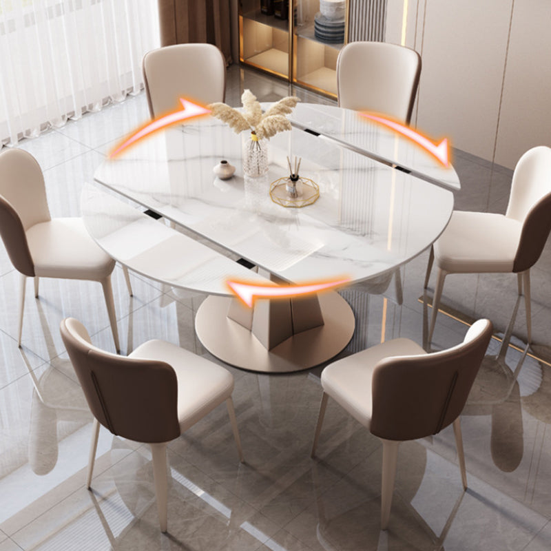 Modern Round Stone Table Standard Height Table Dining with Pedestal Base