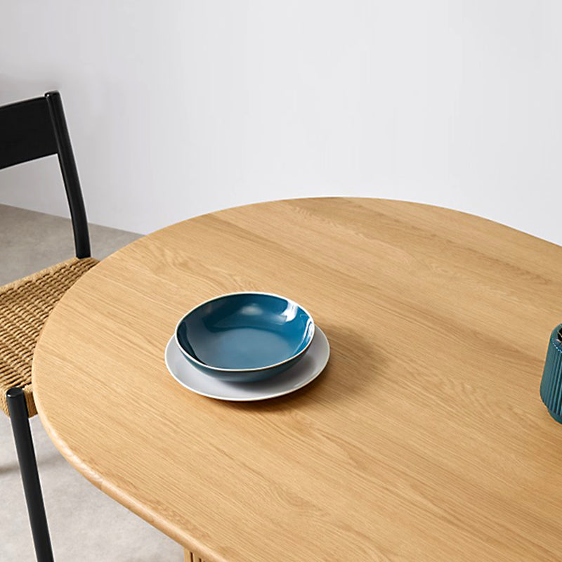 Contemporary Style Dining Table Oval Solid Wood Table for Home Kitchen